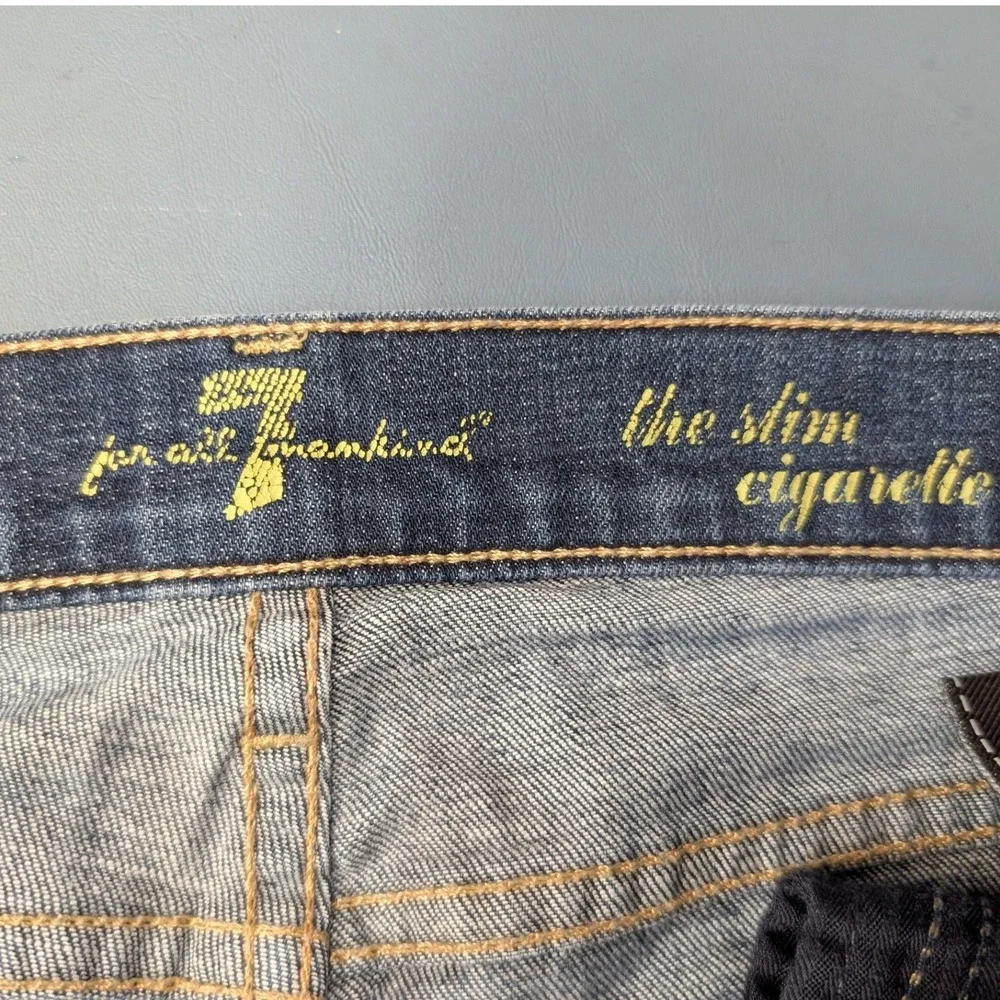 7 For All Mankind The Slim Cigarette Jeans Womens 27 Dark Wash Blue Excellent - Picture 6 of 15